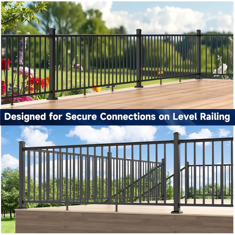 Egadis 2 Pack Aluminum Fixed Railing Bracket, Deck Railing Bracket Connector, Black Textured AAMA 2604 Powder-Coat Finish Railing System for Outdoor Decks, Porches & Balconies - Image 2